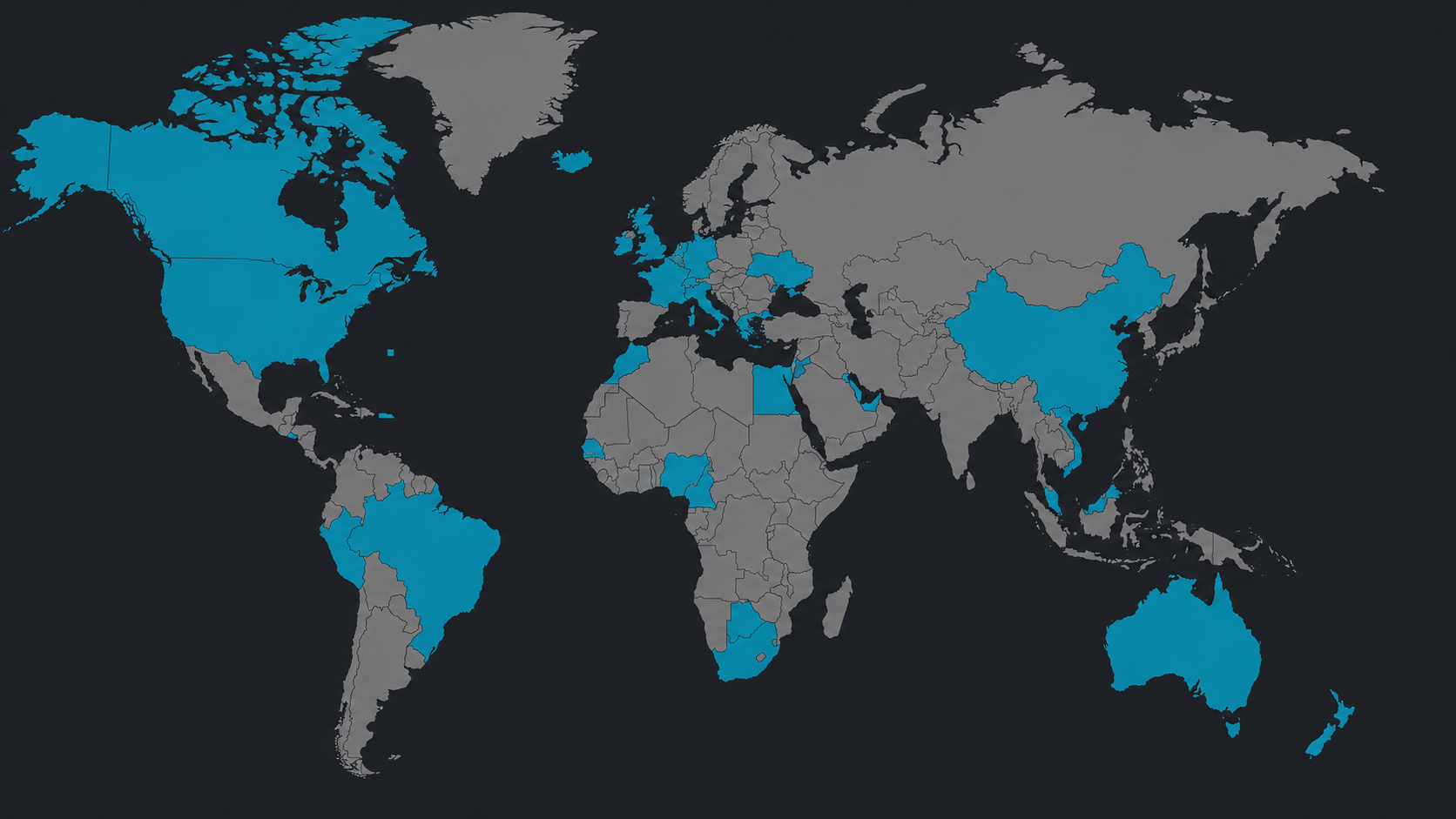 World map showing countries served by Senso highlighted in teal, with office location markers for Nottingham UK, Nacogdoches Texas US, and Osborne Park Western Australia